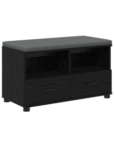Panca per ingresso con cuscino Rovere Nero 80 x 38 x 46 cm 2