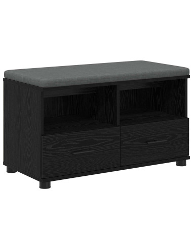 Panca per ingresso con cuscino Rovere Nero 80 x 38 x 46 cm