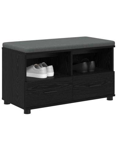 Panca per ingresso con cuscino Rovere Nero 80 x 38 x 46 cm