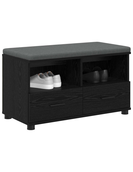 Panca per ingresso con cuscino Rovere Nero 80 x 38 x 46 cm