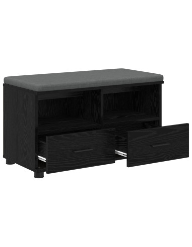 Panca per ingresso con cuscino Rovere Nero 80 x 38 x 46 cm