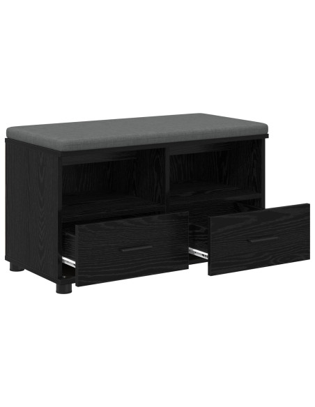 Panca per ingresso con cuscino Rovere Nero 80 x 38 x 46 cm