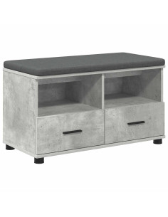 Panca per ingresso con cuscino Grigio cemento 80 x 38 x 46 cm 2