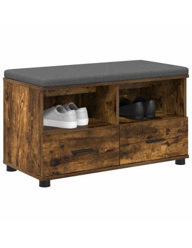 Panca per ingresso con cuscino Rovere fumé 80 x 38 x 46 cm