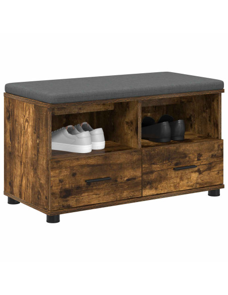 Panca per ingresso con cuscino Rovere fumé 80 x 38 x 46 cm