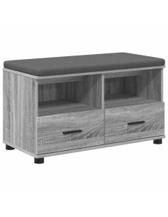 Panca per ingresso con cuscino Grigio Sonoma 80 x 38 x 46 cm 2
