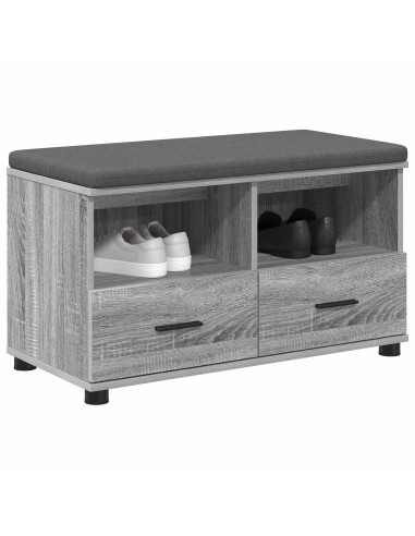 Panca per ingresso con cuscino Grigio Sonoma 80 x 38 x 46 cm