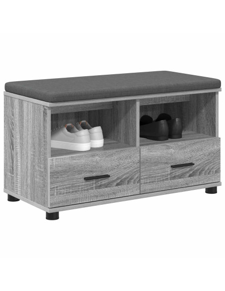 Panca per ingresso con cuscino Grigio Sonoma 80 x 38 x 46 cm