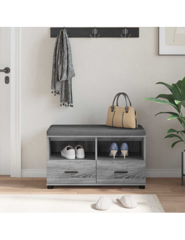 Panca per ingresso con cuscino Grigio Sonoma 80 x 38 x 46 cm