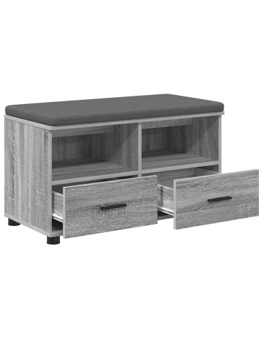 Panca per ingresso con cuscino Grigio Sonoma 80 x 38 x 46 cm