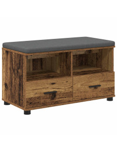 Panca per ingresso con cuscino Legno vecchio 80 x 38 x 46 cm 2