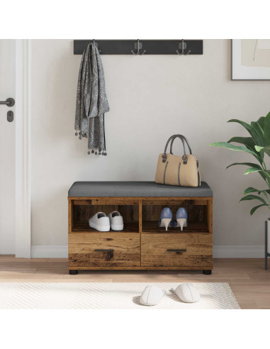 Panca per ingresso con cuscino Legno vecchio 80 x 38 x 46 cm