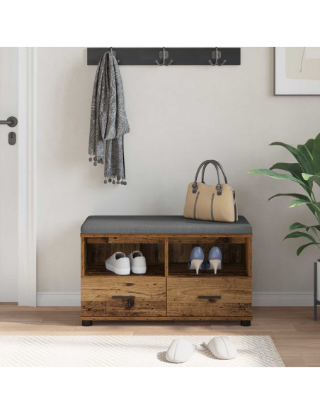 Panca per ingresso con cuscino Legno vecchio 80 x 38 x 46 cm