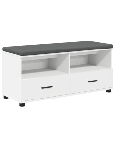 Panca per ingresso con cuscino Bianco 100 x 38 x 46 cm 2