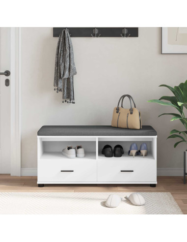 Panca per ingresso con cuscino Bianco 100 x 38 x 46 cm