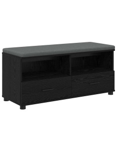 Panca per ingresso con cuscino Rovere Nero 100 x 38 x 46 cm 2
