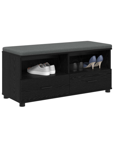 Panca per ingresso con cuscino Rovere Nero 100 x 38 x 46 cm