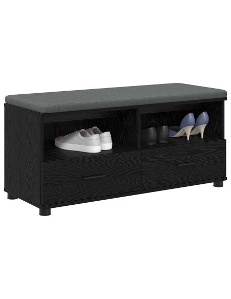 Panca per ingresso con cuscino Rovere Nero 100 x 38 x 46 cm