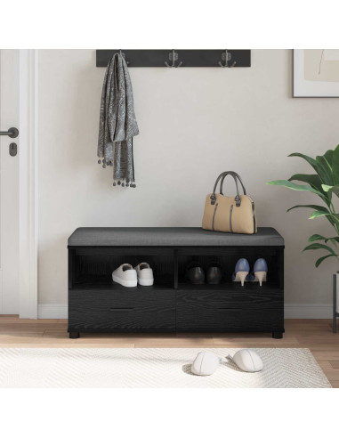 Panca per ingresso con cuscino Rovere Nero 100 x 38 x 46 cm