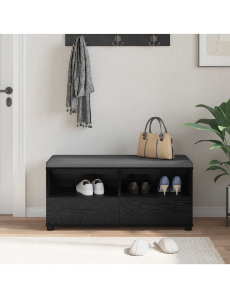 Panca per ingresso con cuscino Rovere Nero 100 x 38 x 46 cm