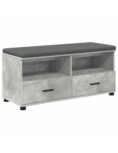 Panca per ingresso con cuscino Grigio cemento 100 x 38 x 46 cm 2