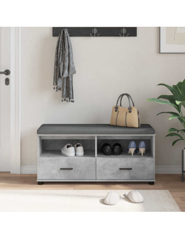Panca per ingresso con cuscino Grigio cemento 100 x 38 x 46 cm