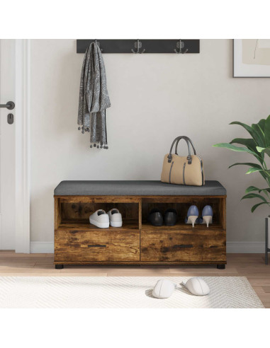 Panca per ingresso con cuscino Rovere fumé 100 x 38 x 46 cm