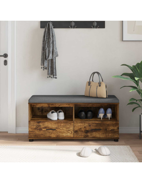 Panca per ingresso con cuscino Rovere fumé 100 x 38 x 46 cm