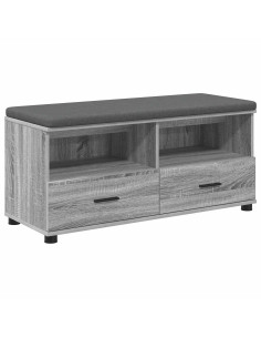 Panca per ingresso con cuscino Grigio Sonoma 100 x 38 x 46 cm 2