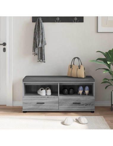 Panca per ingresso con cuscino Grigio Sonoma 100 x 38 x 46 cm