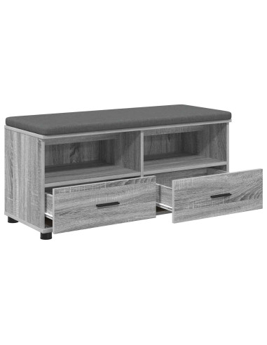Panca per ingresso con cuscino Grigio Sonoma 100 x 38 x 46 cm