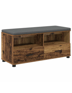 Panca per ingresso con cuscino Legno vecchio 100 x 38 x 46 cm 2