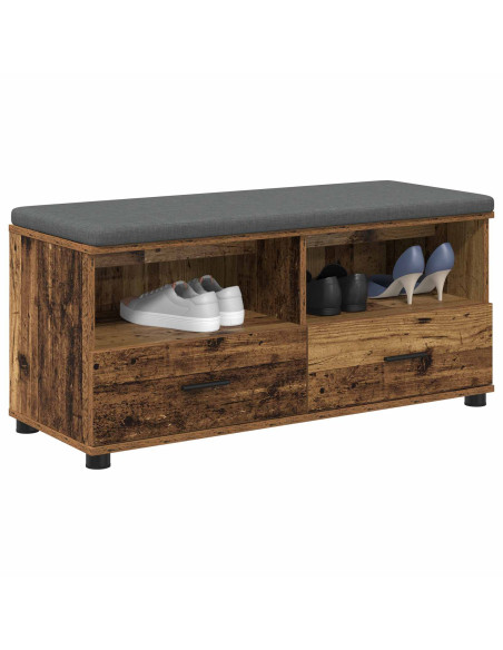 Panca per ingresso con cuscino Legno vecchio 100 x 38 x 46 cm