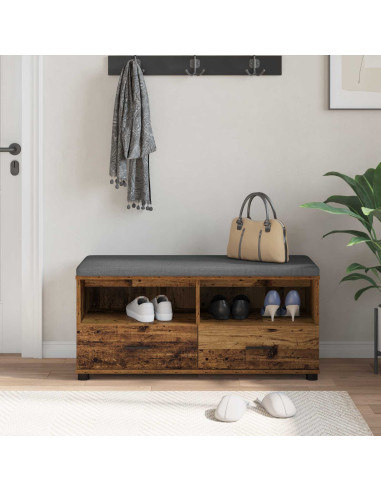 Panca per ingresso con cuscino Legno vecchio 100 x 38 x 46 cm