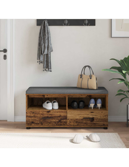 Panca per ingresso con cuscino Legno vecchio 100 x 38 x 46 cm