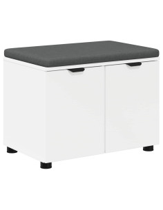 Panca per ingresso con cuscino con porta Bianco 60 x 38 x 46 cm 2
