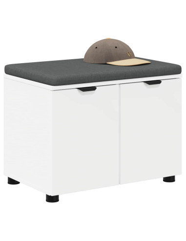 Panca per ingresso con cuscino con porta Bianco 60 x 38 x 46 cm