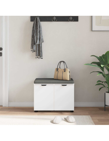 Panca per ingresso con cuscino con porta Bianco 60 x 38 x 46 cm
