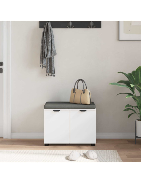 Panca per ingresso con cuscino con porta Bianco 60 x 38 x 46 cm