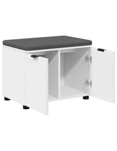Panca per ingresso con cuscino con porta Bianco 60 x 38 x 46 cm