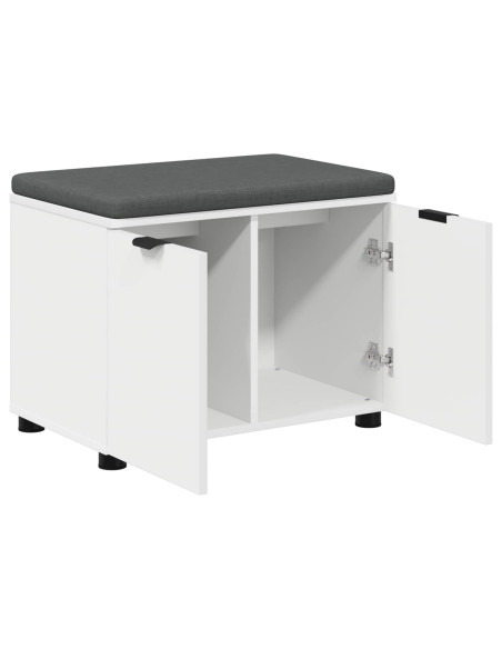 Panca per ingresso con cuscino con porta Bianco 60 x 38 x 46 cm