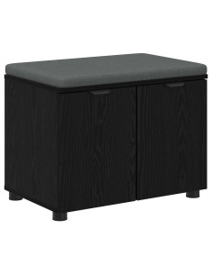 Panca per ingresso con cuscino Rovere Nero 60 x 38 x 46 cm 2