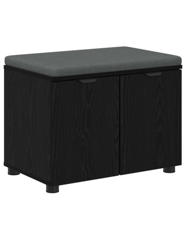Panca per ingresso con cuscino Rovere Nero 60 x 38 x 46 cm