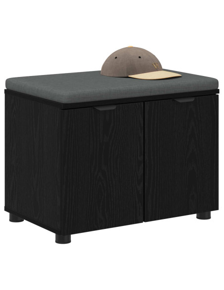 Panca per ingresso con cuscino Rovere Nero 60 x 38 x 46 cm