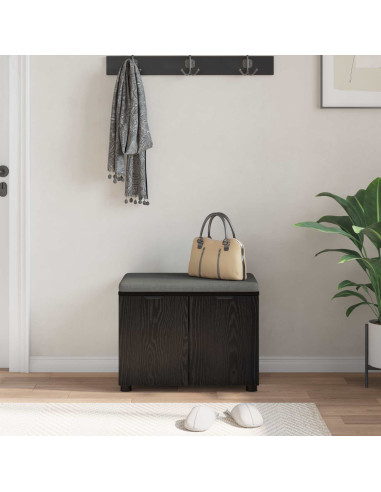 Panca per ingresso con cuscino Rovere Nero 60 x 38 x 46 cm