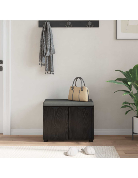 Panca per ingresso con cuscino Rovere Nero 60 x 38 x 46 cm