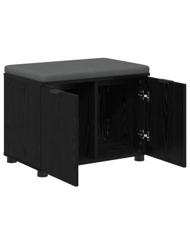 Panca per ingresso con cuscino Rovere Nero 60 x 38 x 46 cm
