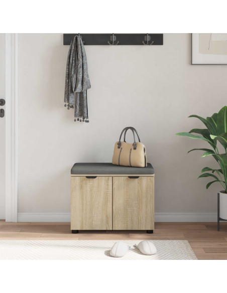 Panca per ingresso con cuscino Rovere Sonoma 60 x 38 x 46 cm
