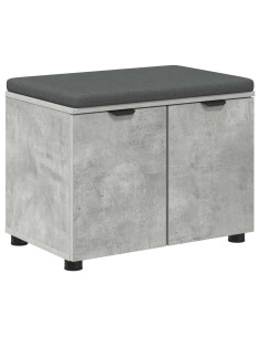 Panca per ingresso con cuscino Grigio cemento 60 x 38 x 46 cm 2
