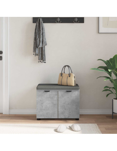 Panca per ingresso con cuscino Grigio cemento 60 x 38 x 46 cm